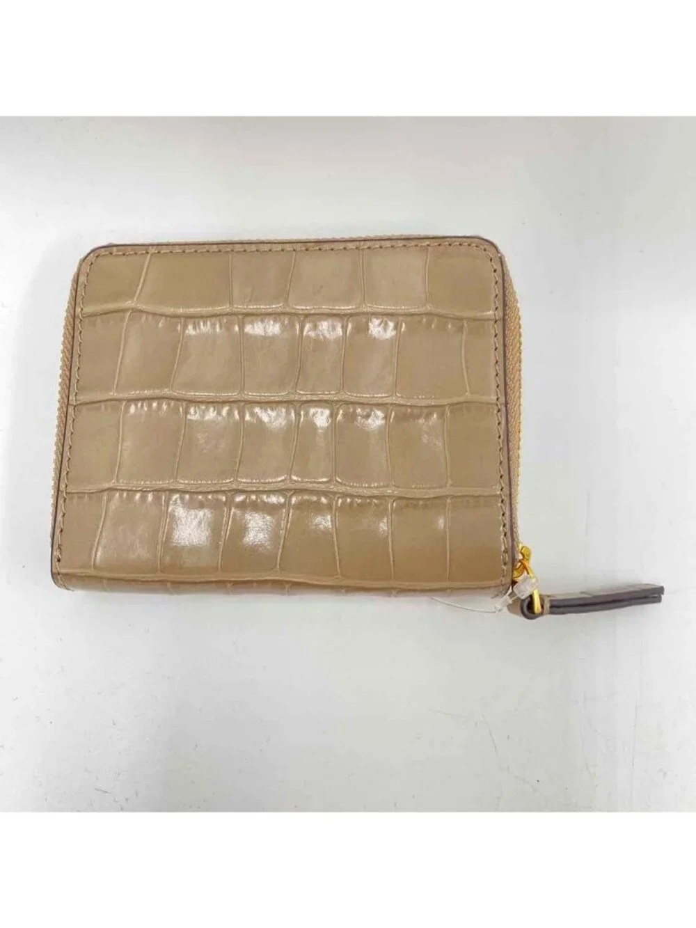 Tory Burch Britton Croc Women's Gold Logo Taupe Luxe Embossed Wallet Small
